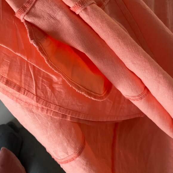 Abercrombie & Fitch Coral Linen Blend Midi Dress with Pockets Size M - Picture 6 of 11